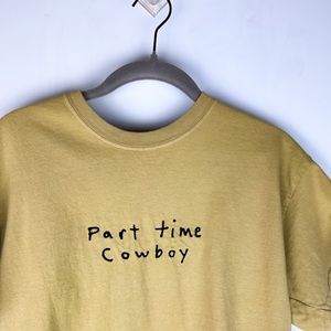 Urban Outfitters, Part Time Cowboy, Short Graphic Tee, Tan, Medium